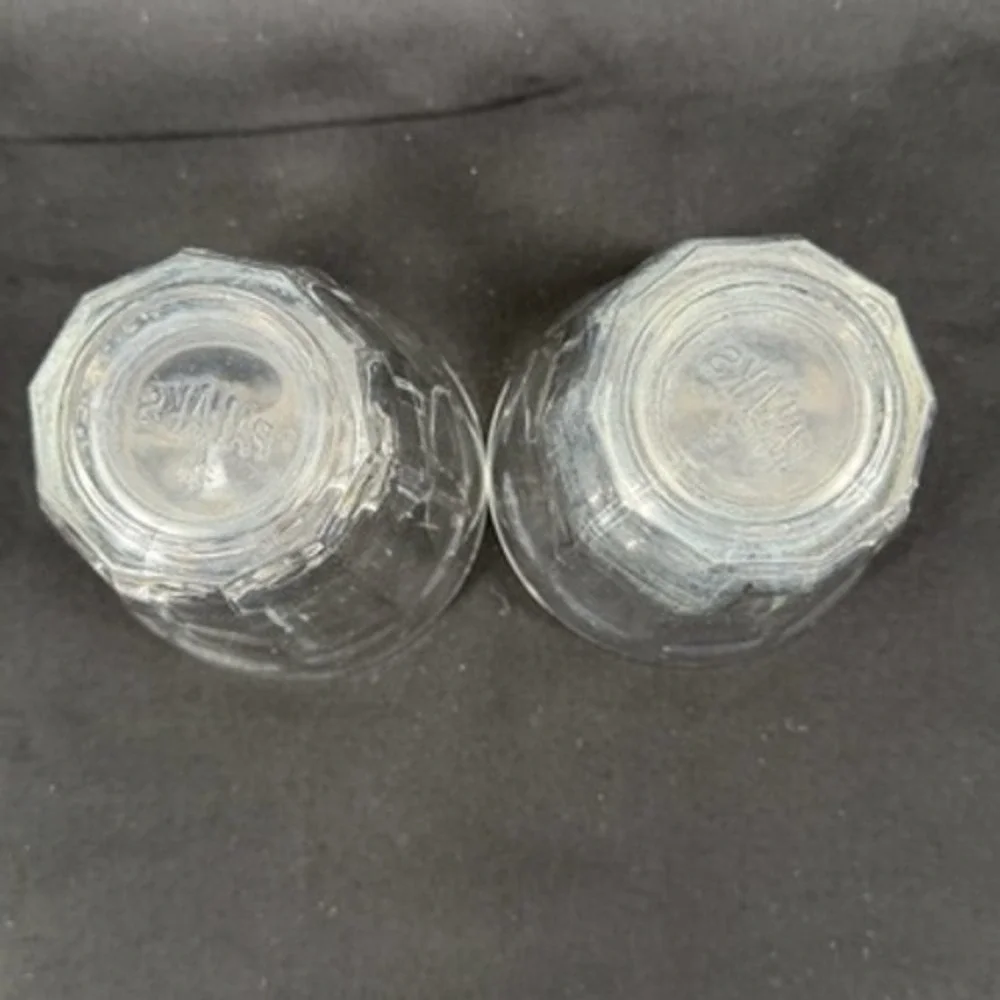 Palaks Clear Faceted Glass Picardie Style Tumblers Set of 2 3.5 Inch